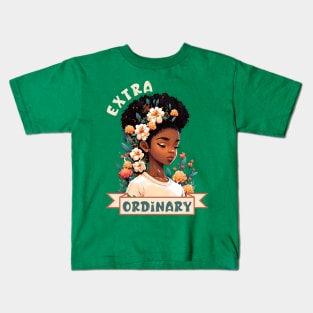 Extra Ordinary Black Girl, Birthday Gift for Black Girl Kids T-Shirt